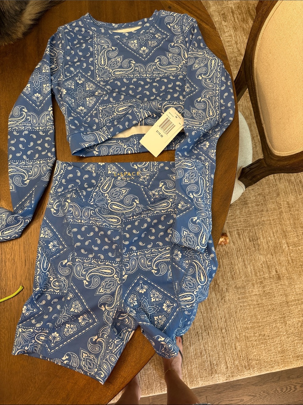 l*space Blue & White Bandana Print Active Set